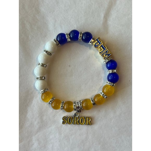 Sigma Gamma Rho Bling Natural Agate Soror Charm Bracelet - Picture 11 of 11